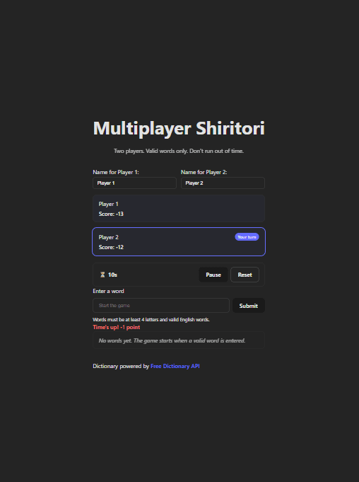 Multiplayer Shiritori